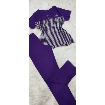 Bộ Khánh Hà ,Quỳnh Anh  áo tay ngắn borip xịn quần dài thun cotton mịn phối sọc