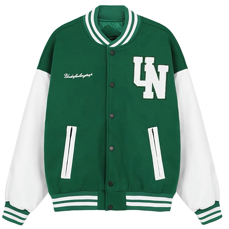 Varsity xanh rêu dạ bông UN