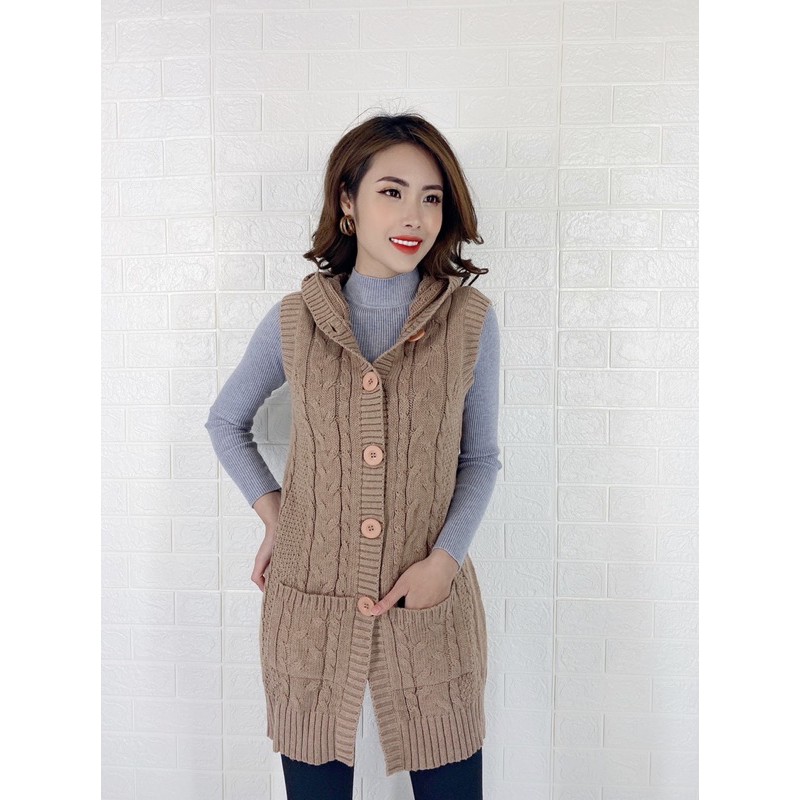 [Ảnh Thật] Áo Len - Áo Gi-lê Nữ, Mở Cúc 3 Mầu - Mym_shop