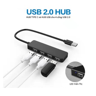 Hub type c và hub usb cho 4 cổng usb 2.0, usb otg