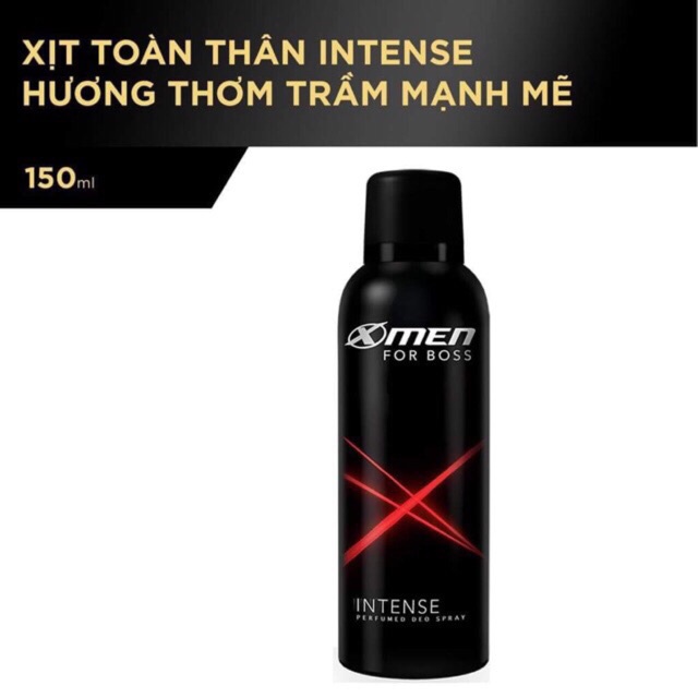 xịt khử mùi toàn thân X-Men For Bos INTENSE 150ml