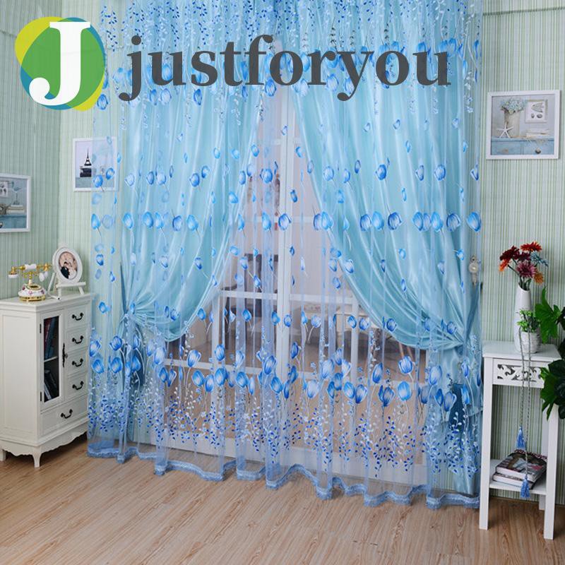 Rèm cửa sổ dạng hạt hình hoa tulip 2 lớp trang trí phòng ngủ độc đáo