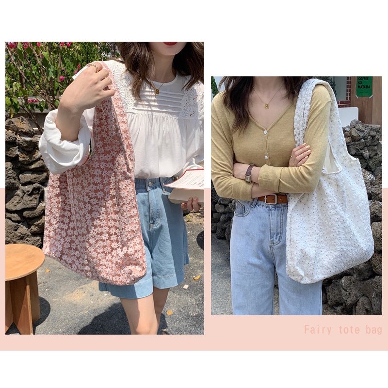 Túi Xách Đeo Vai Bằng Vải Bạt Phối Ren Hoa Đơn Giản Thời Trang Mùa Hè Phong Cách Mới