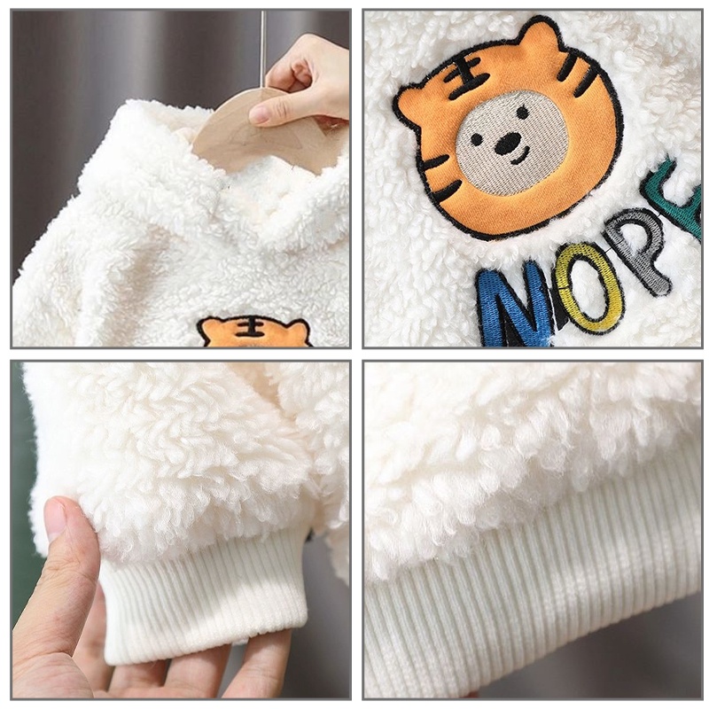Áo hoodie IQ ANGEL vải nhung mềm ấm áp thoải mái thời trang mùa đông cho bé trai và gái