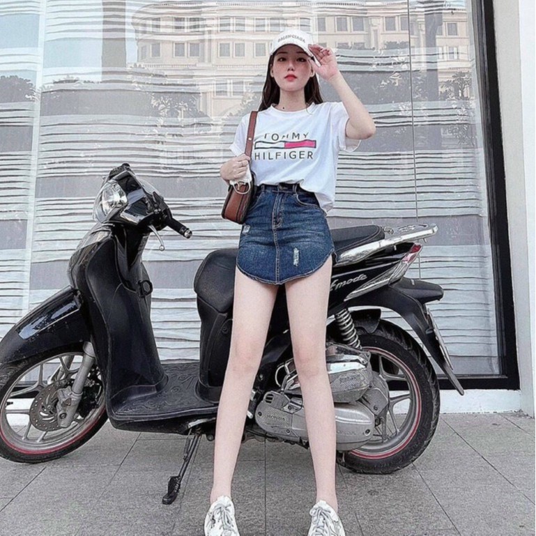 chân váy bò nữ kiểu dáng đuôi cá năng động trẻ trung