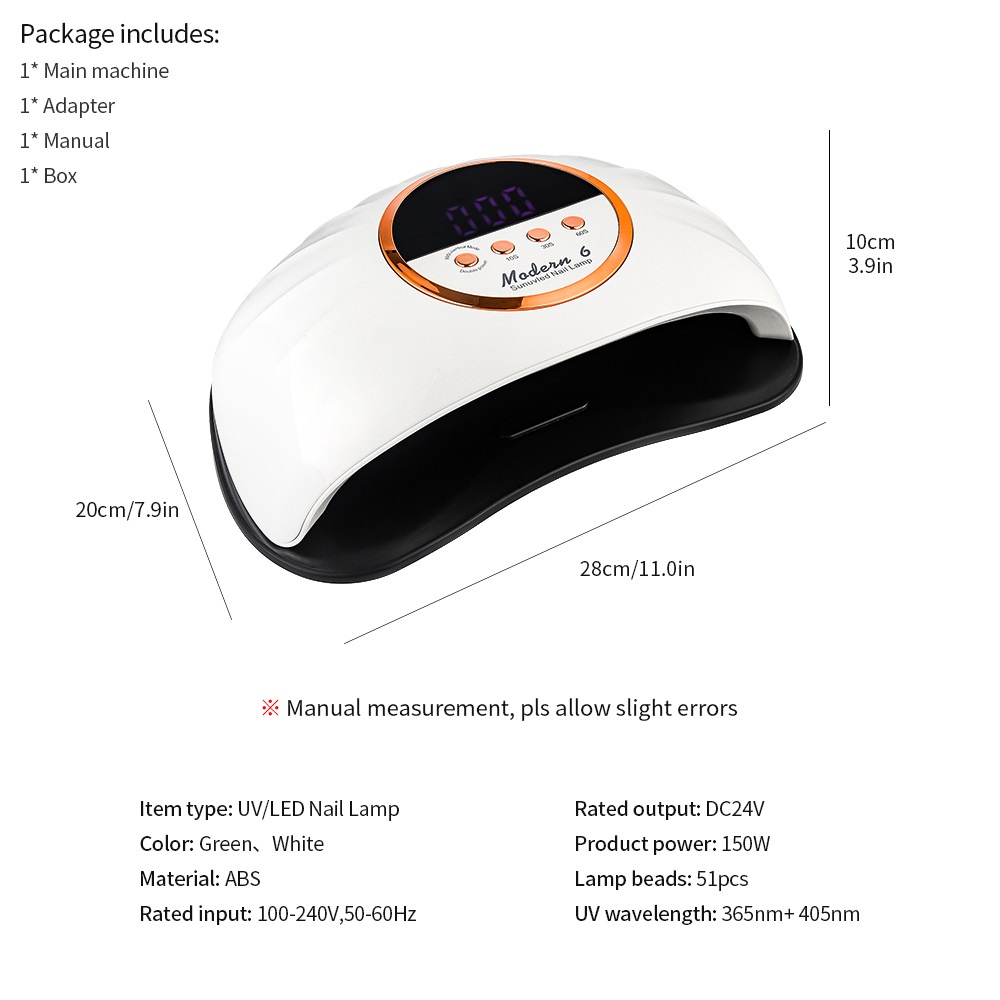 Đèn LED UV FOREVERLILY 51 hạt đèn 150W kèm phụ kiện tiện dụng hong khô sơn móng tay