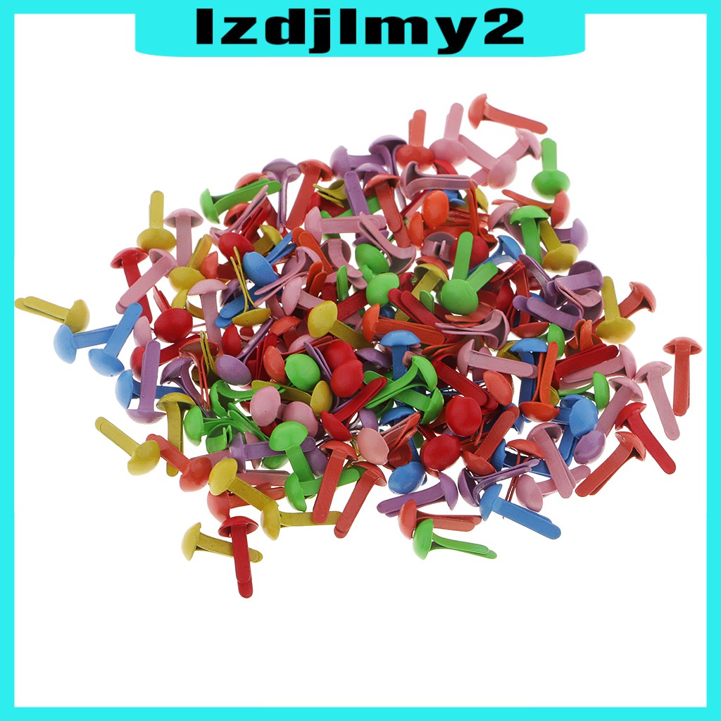 Set 200 Đinh Tán Đầu Tròn Bằng Kim Loại Nhiều Màu Sắc Dùng Trang Trí Sổ Tay