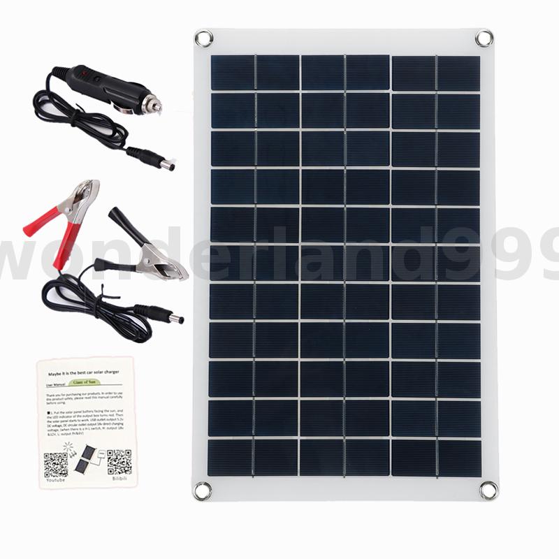 Tấm Sạc Năng Lượng Mặt Trời 100W 12V Kèm Bộ Điều Khiển LCD 10-100A Cho Thuyền Caravan Van