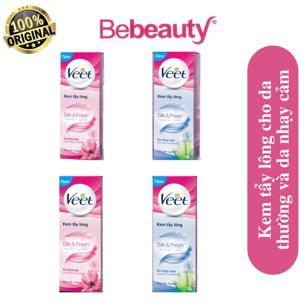 KEM TẨY LÔNG dịu nhẹ cho da thường, da nhạy cảm Veet Silk & Fresh (25g,50g) | BigBuy360 - bigbuy360.vn