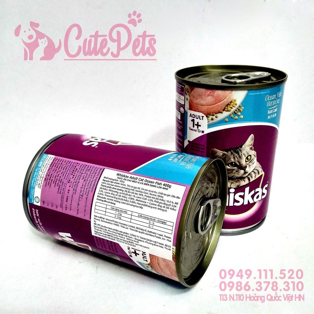 Pate Whiskas Adult Lon 400g thức ăn ướt cho mèo lớn - CutePets