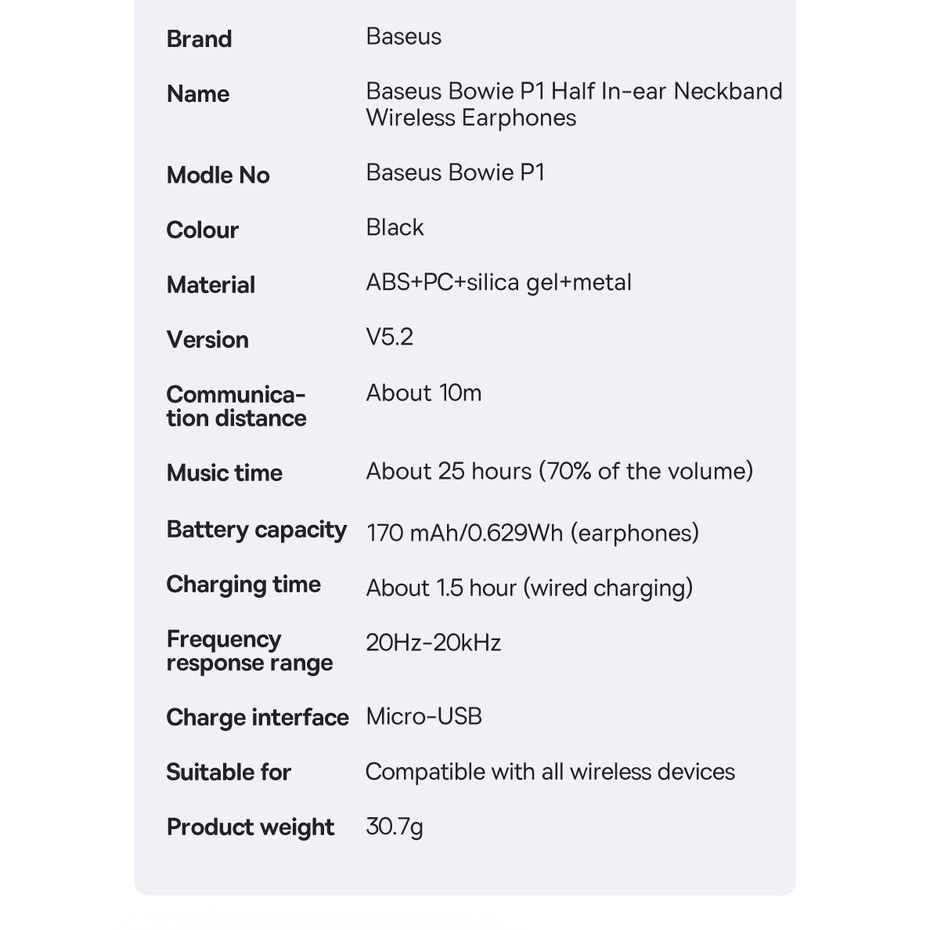 Tai nghe đeo cổ Baseus bluetooth 5.2 không dây có nam châm