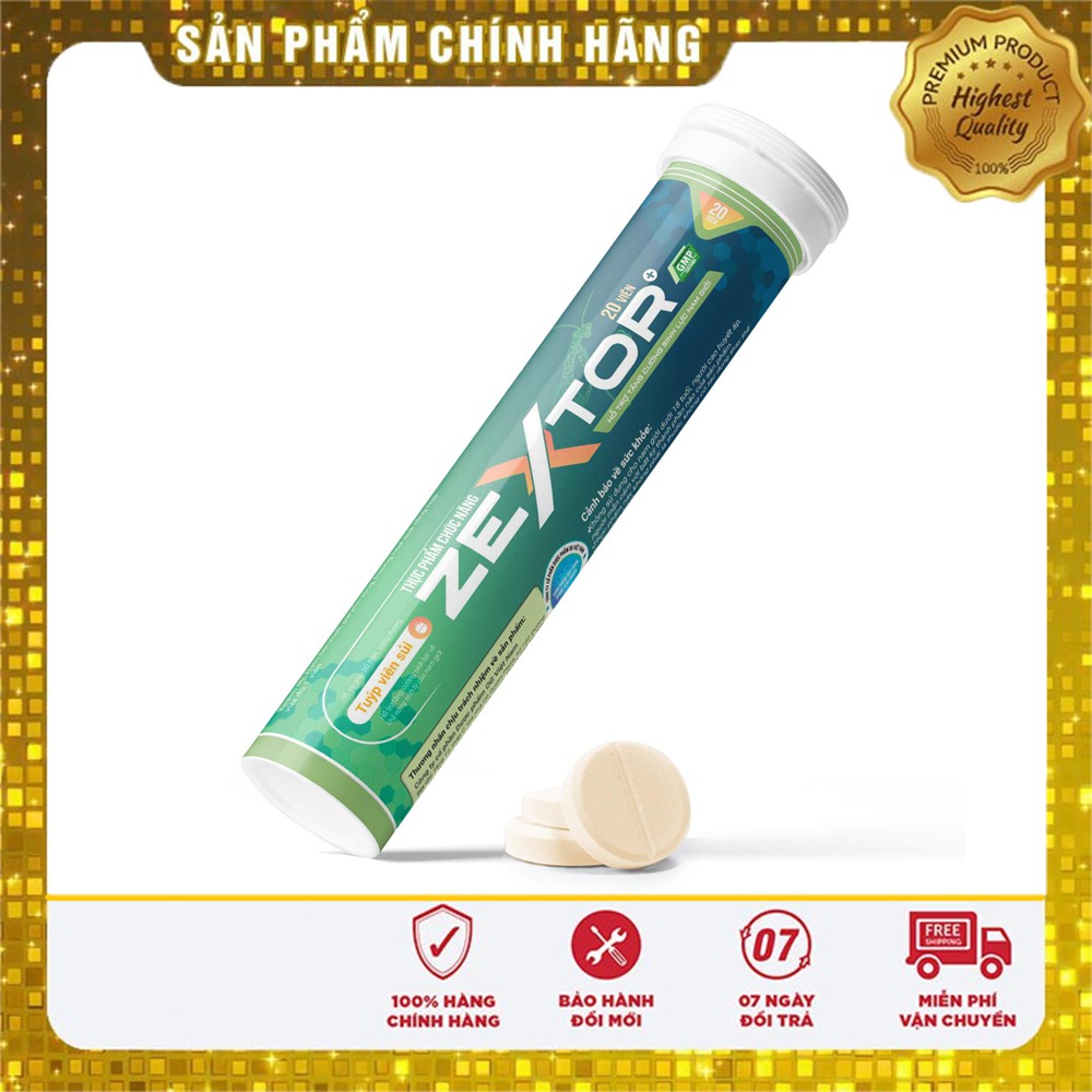 Viên Sủi ZEXTOR Tăng Cường Sinh Lý Nam Giới | Bổ Thận Tráng Dương | Tuýp 20 Viên | Cam Kết Chính Hãng