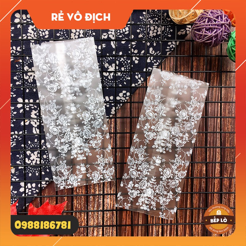 Túi đựng bánh Quy - bánh Trung Thu - đựng kẹo - đựng trà hoa các loại bông hồng trắng - set 100 túi SIÊU ĐẸP