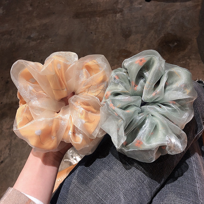 Dây buộc tóc vải lưới nhiều lớp họa tiết hoa đơn giản xinh xắn