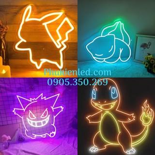 Đèn led neon Pokemon trang trí phòng ngủ treo tường đa dạng kiểu dáng màu sắc, đèn neon decor - phukienled
