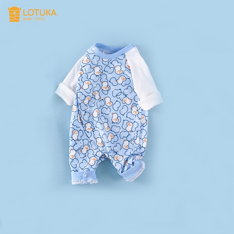 Bodysuit Cho Bé LOTUKA In Gấu Đáng Yêu, Bộ Liền Thân Dài Tay Thu Đông size 3-12kg