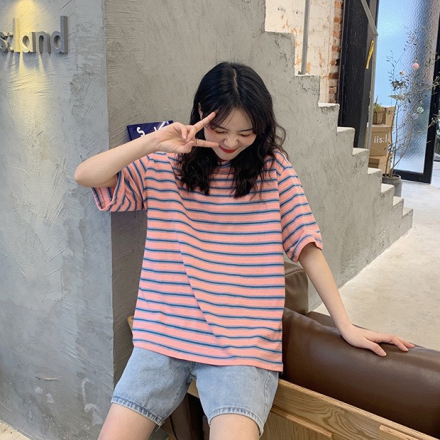 🆕 Áo thun kẻ 5d KA Closet chất thun mềm mát in 5d không nhòe,5 màu from thụng, tay lỡ hot