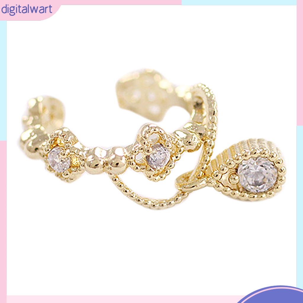 Khuyên vành tai họa tiết giọt nước đính đá thanh lịch cho nữ