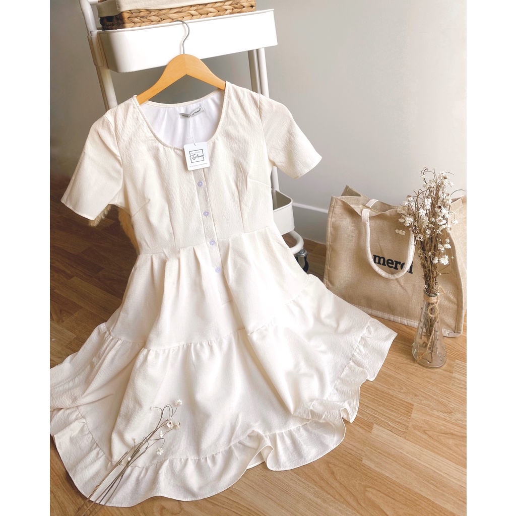 Váy Vintage Babydoll Blapink Cổ Vuông Nàng Ther Dịu Dàng