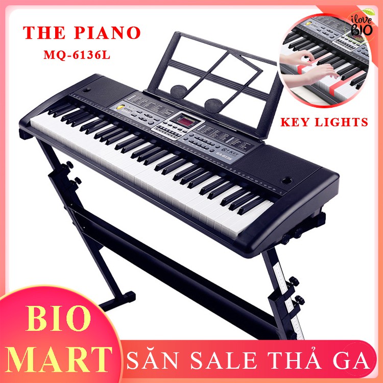 [PHÍM LED &amp; GIÁ ĐỠ]  Đàn Piano Đàn Organ Electronic Keyboard Đàn 61 phím Đàn điện cho người mới học – BIO174