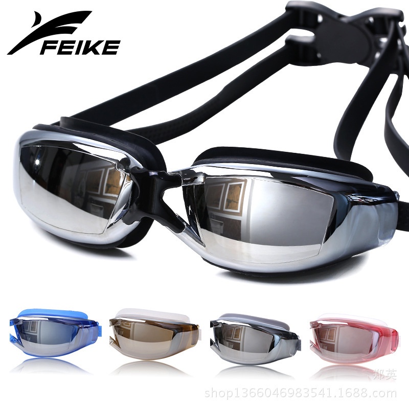 Kính Bơi Tráng Gương FEIKE 0 độ và Có Độ Cận Từ 1.5 - 6 độ Cho Nam Nữ- Kính Bơi Người Lớn, Trẻ Em Từ 8 Tuổi