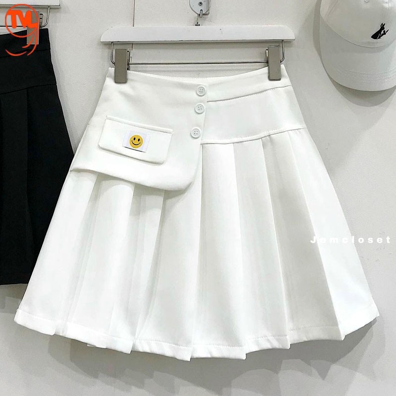 Chân váy tennis TV1999, váy mặt cười xếp ly cạp cao có khóa cạnh  hai màu trắng, đen chất liệu tuyết mưa cao cấp dày dặn