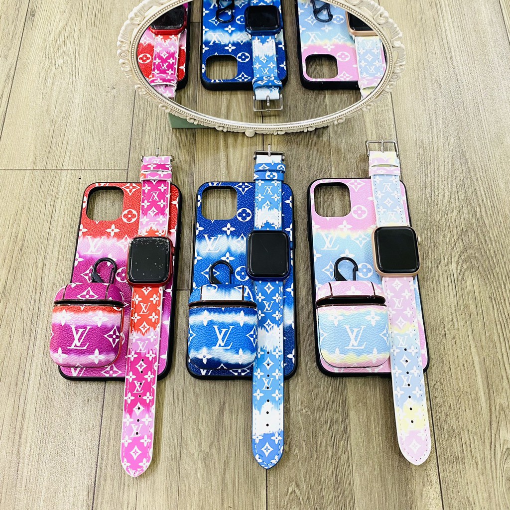 Combo phụ kiện LV 3 tông màu khác nhau dành cho IP , Airpods , đồng hồ thông minh