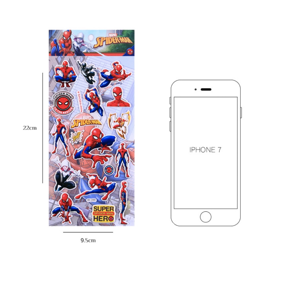 Sticker 3D chống thấm NGƯỜI NHỆN SPIDERMAN SIÊU ANH HÙNG dán cho bé đồ chơi dán giải trí