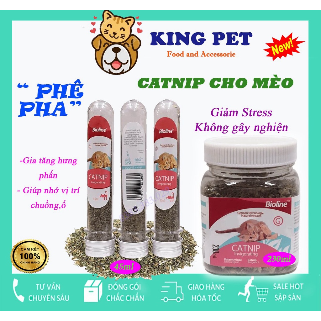 Cỏ Bạc Hà.Cỏ Catnip Cho Mèo Ngửi Bioline 45ml, 230ml