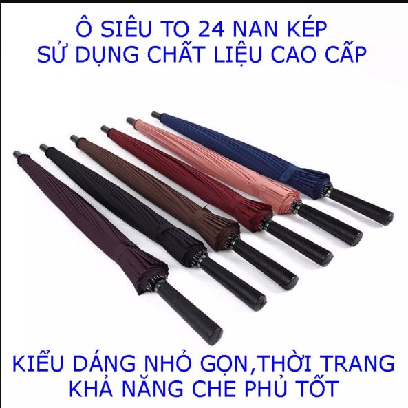 Ô che mưa loại to, Dù che mưa 24 nan siêu cứng, chắc chắn, chống tia UV, không bị lật thuộc Top sản phẩm Ô che mưa