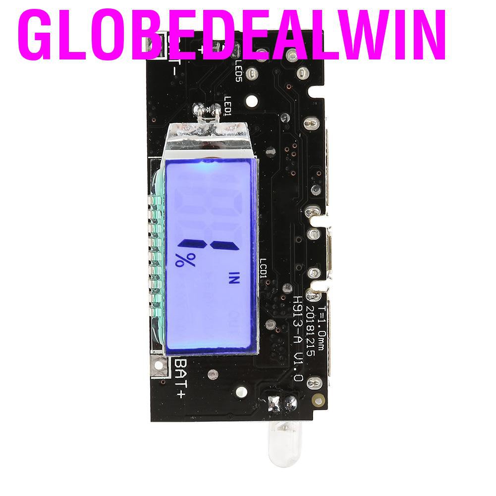 Globedealwin Dual USB 5V 1A/2.1A LCD Power Bank 18650 Lithium Battery Charger DIY Module