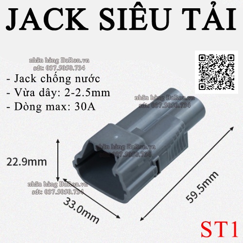 Giắc điện SIÊU TẢI CHỐNG NƯỚC dòng cao max 30A BaRon.vn