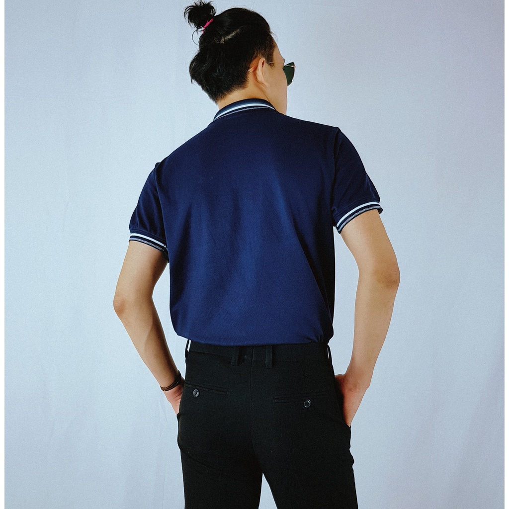 Áo thun Polo nam xanh than cổ bẻ phối vải cá sấu cotton xuất xịn, chuẩn form, sang trọng, trẻ trung và tinh tế - HQPOLO