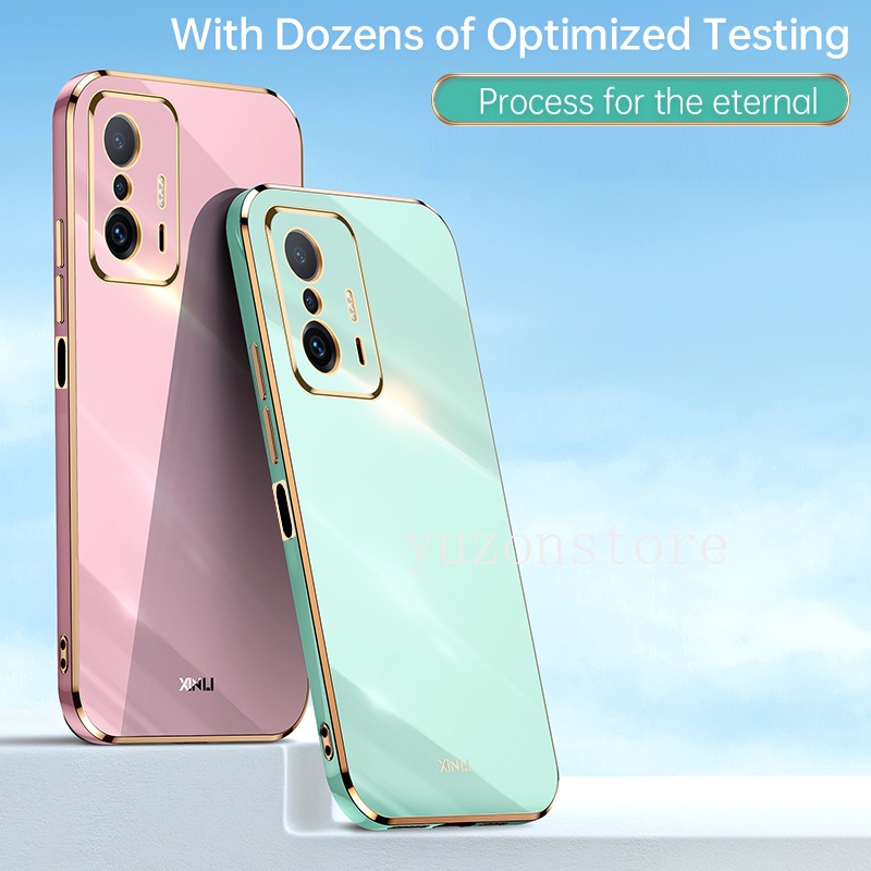 Ốp điện thoại viền thẳng bảo vệ toàn diện thời trang cho Xiaomi 11T Pro Mi 11 Lite 5G