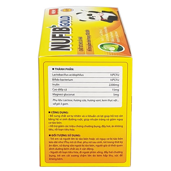 Nufib Gold - Chất xơ cho cả nhà, hỗ trợ giảm tình trạng táo bón (Hộp 20 gói)