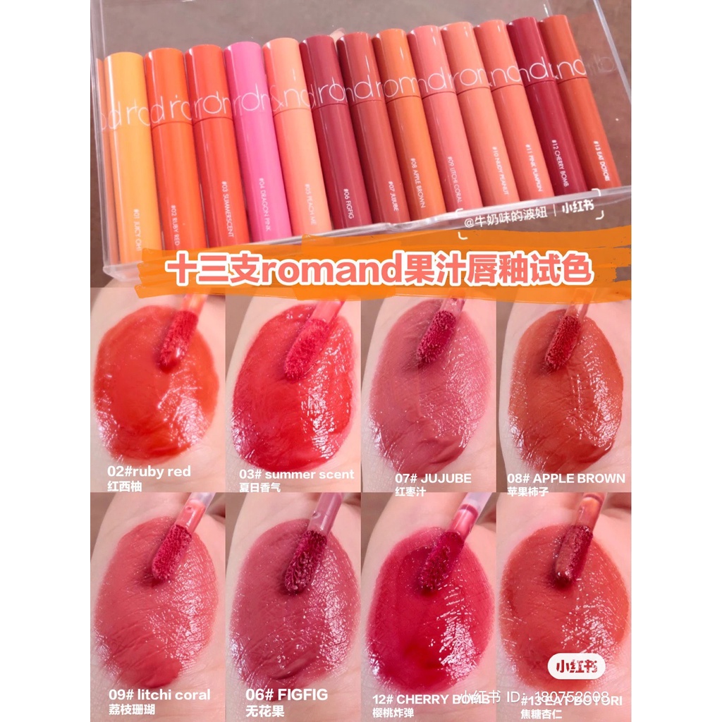 Son Tint Lì Romand Juicy Lasting Tint Màu 1 Tới 31, 32, 33