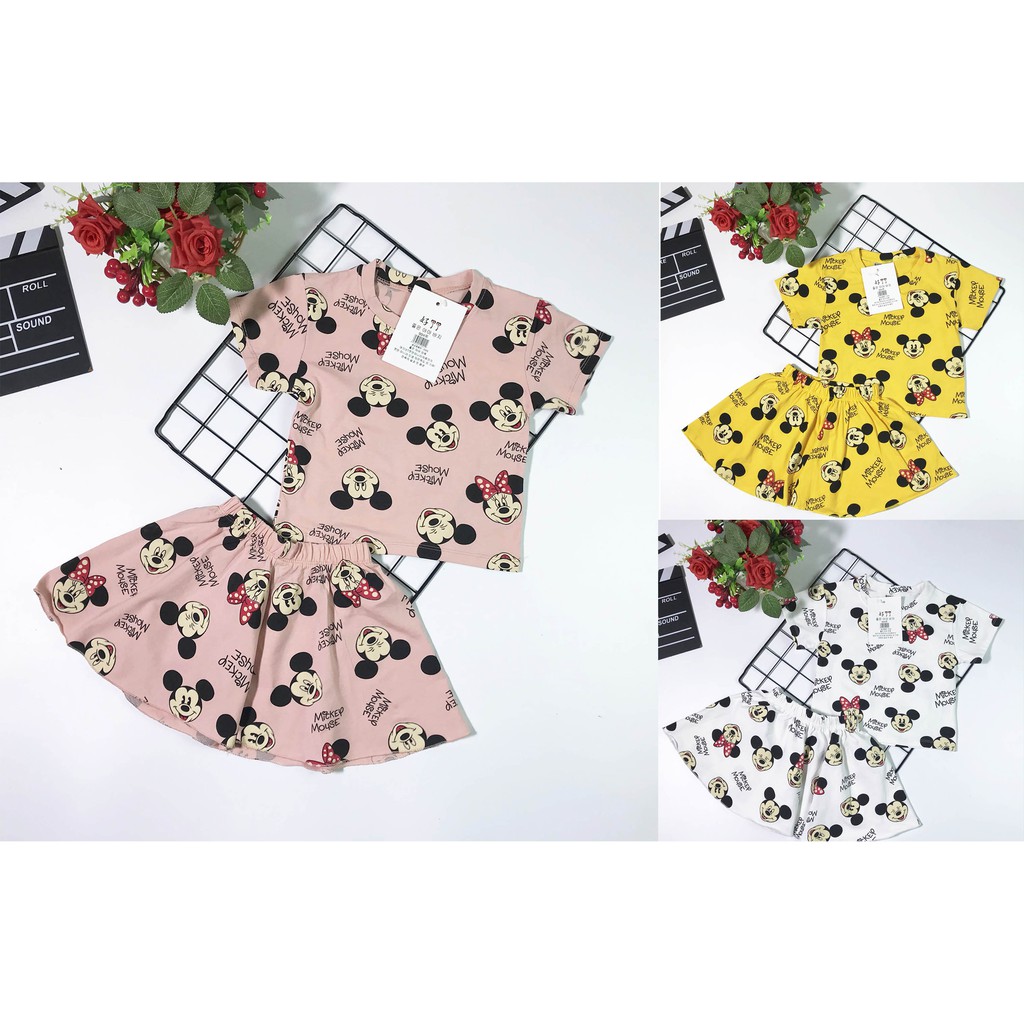 Bộ quần áo cho bé gái in hình chuột mickey từ 8-20 kg