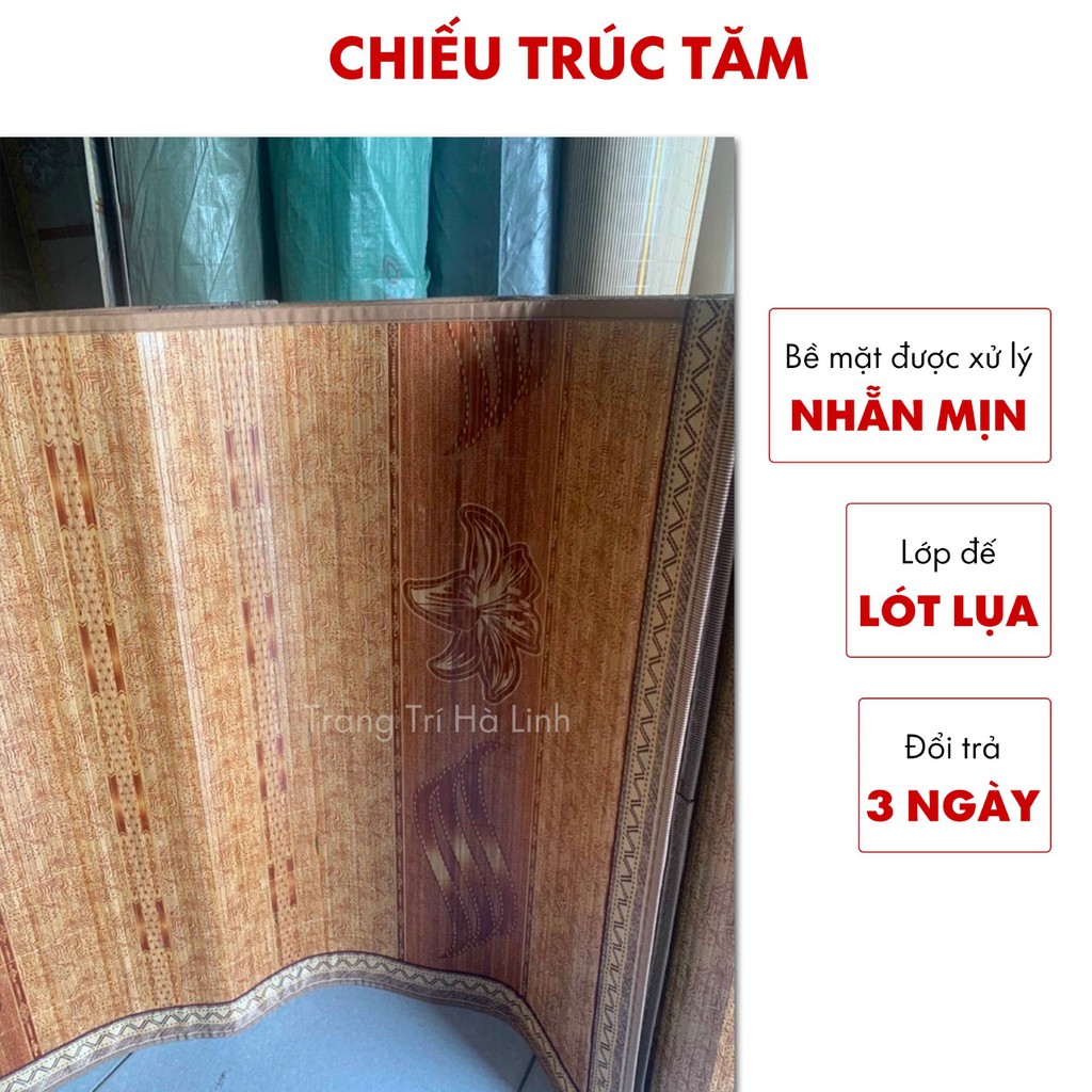 Chiếu trúc tăm vân gỗ đế lụa loại đẹp