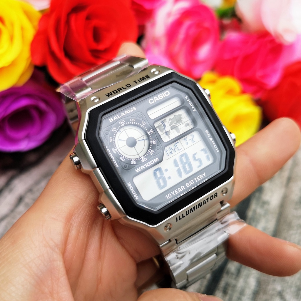 Đồng hồ nam Casio AE-1200WHD-1AVDF chống nước 100m dây đeo thép bảo hành 1 năm chính