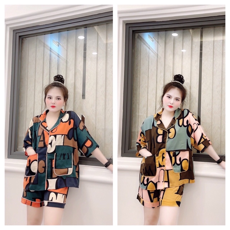 Đồ ngủ mặc nhà -Đồ pijama cánh dơi đùi lụa mango họa tiết lập thể fom dưới 65 kg siêu hot