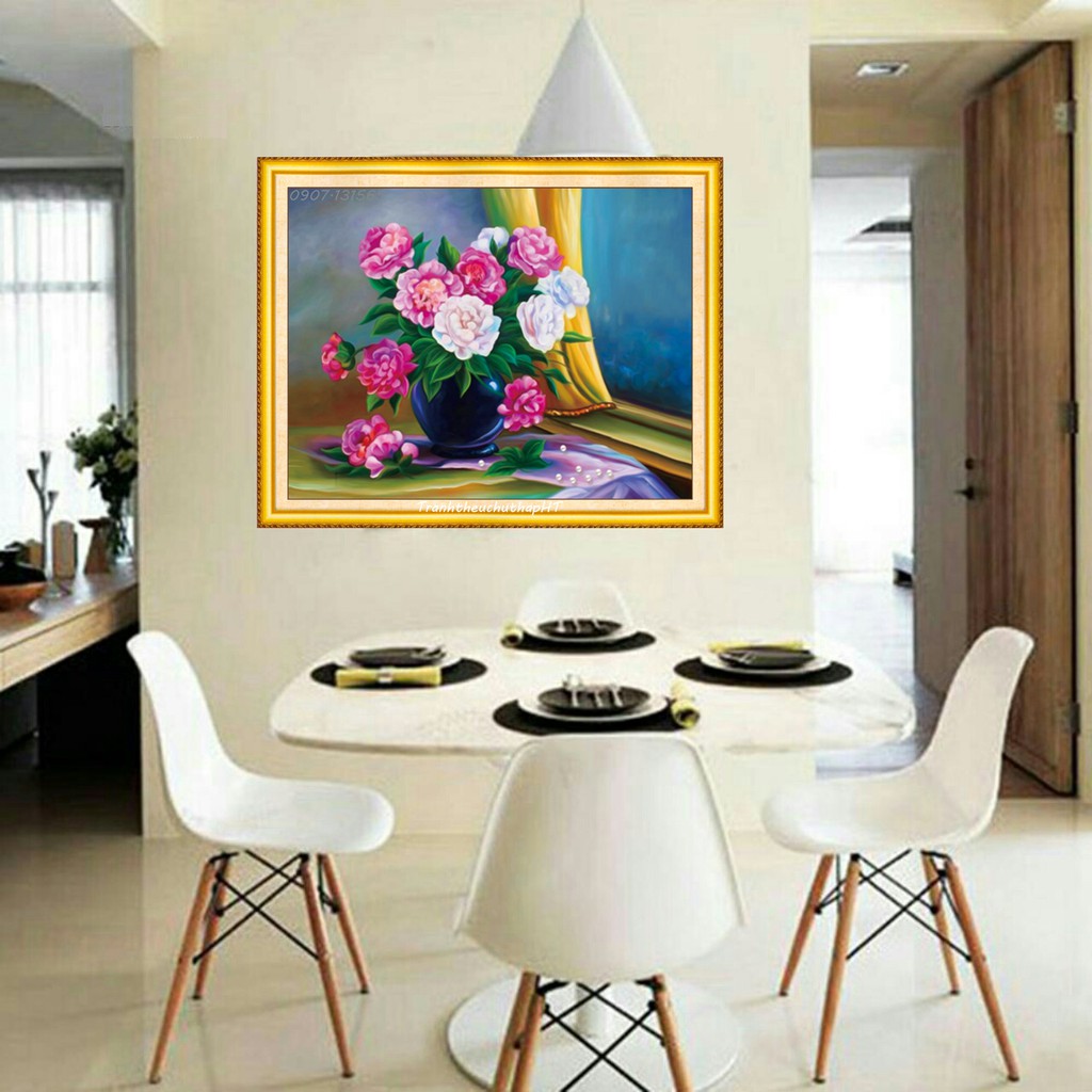 Tranh đính đá bình hoa hồng LV289 - tự đính