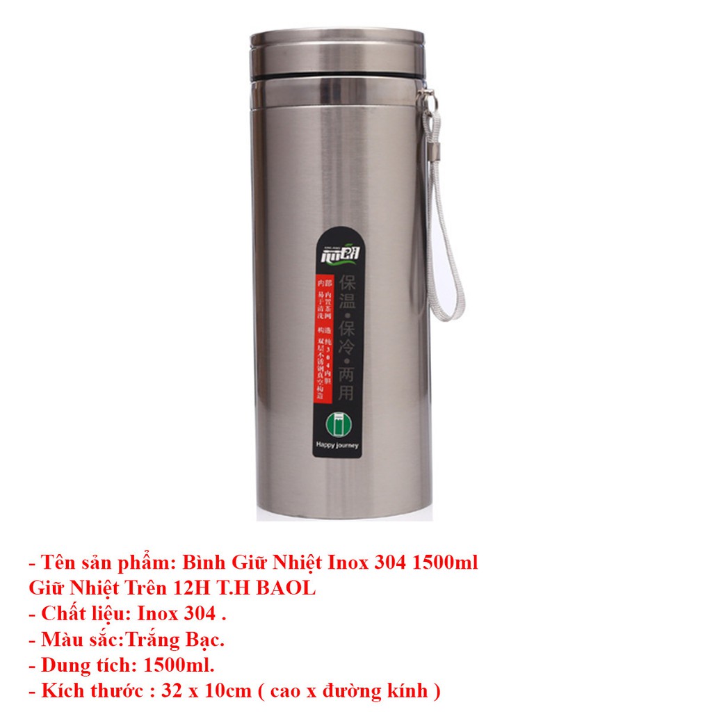 Bình Giữ Nhiệt Nóng Lạnh, Cốc Giữ Nhiệt Dung Tích Lớn Lõi Thép Inox 304 Chống Gỉ