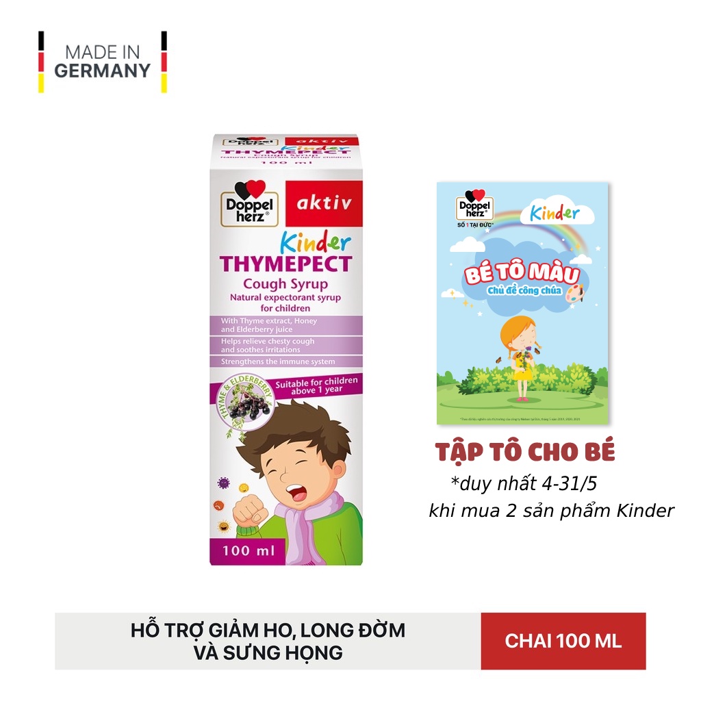 [TPCN Nhập Khẩu] Siro Ho cho bé Doppelherz Aktiv Kinder Thymepect Cough Syrup (Chai 100ml)