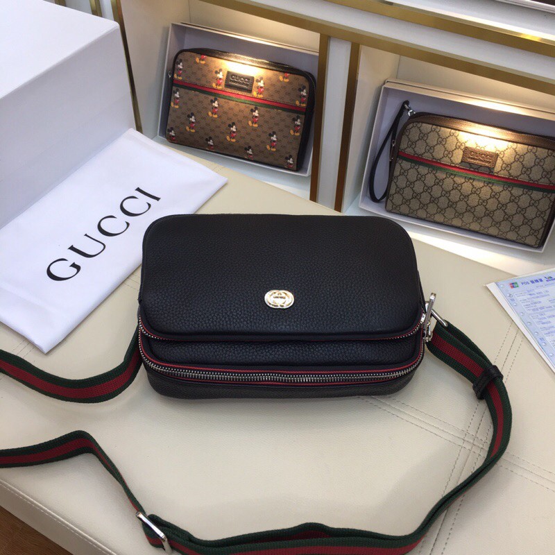 Túi bao tử đeo chéo nam da thật cao cấp Gucci GG GC bản da sần kiểu dáng trẻ trung