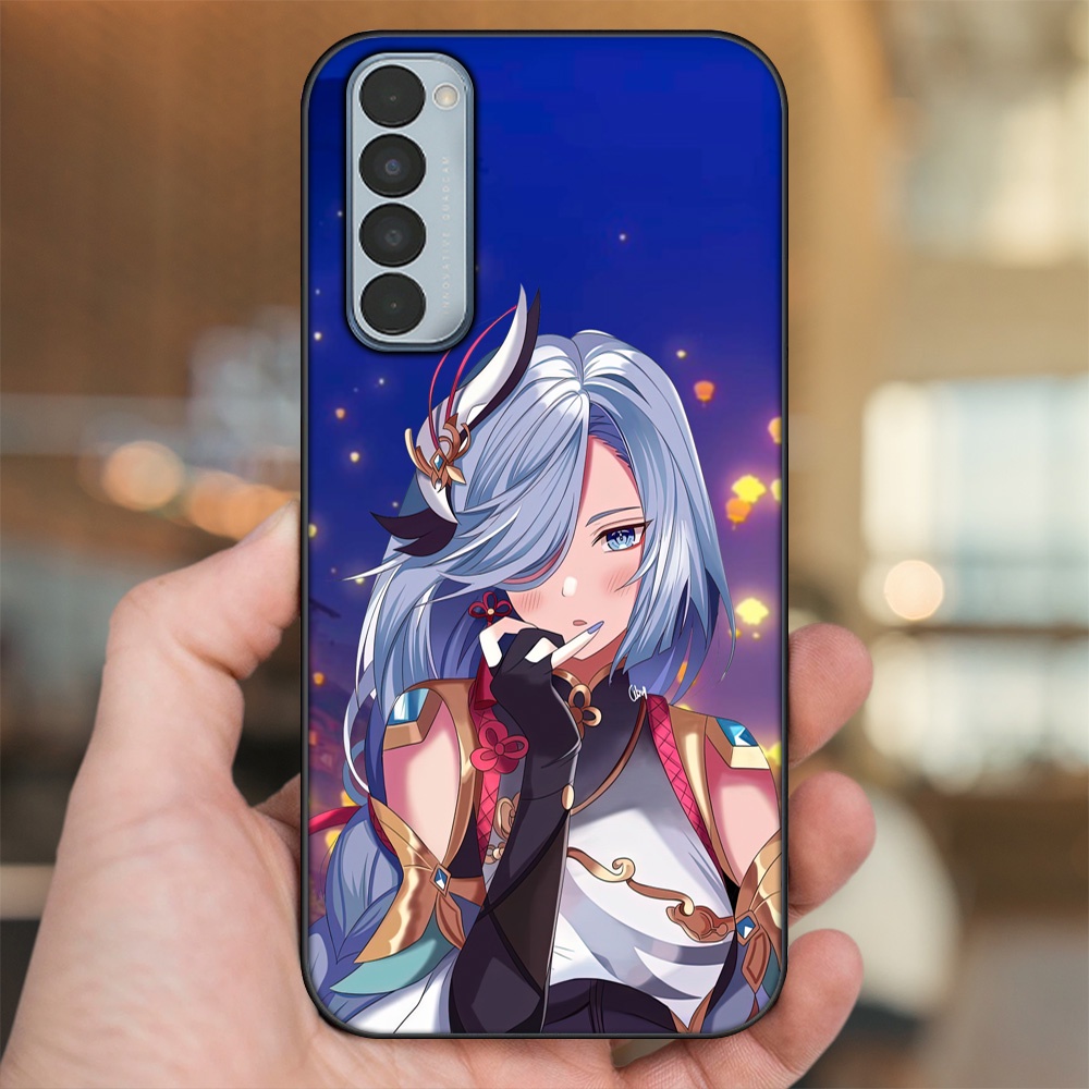Ốp lưng Oppo Reno 4 Pro viền đen in hình Shenhe Genshin Impact