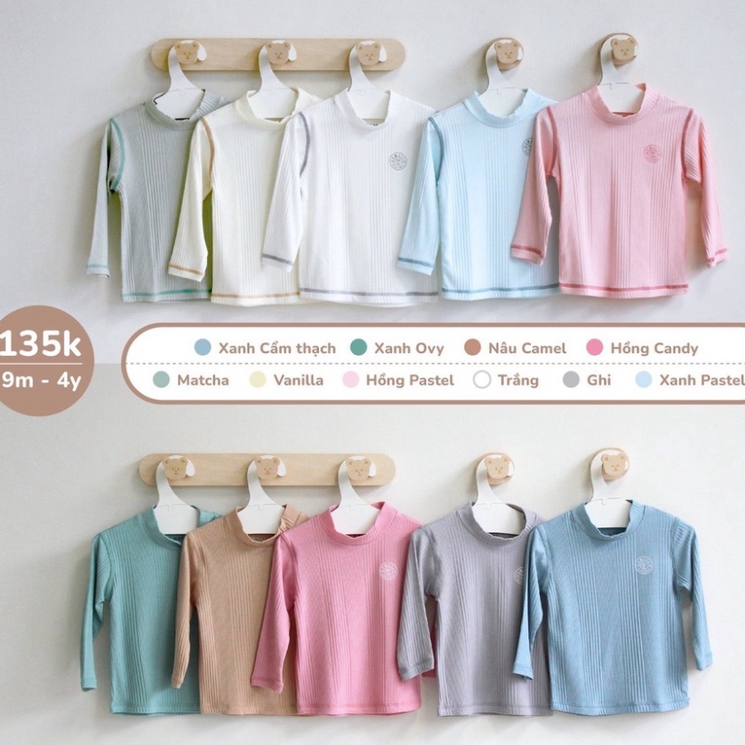 Áo giữ nhiệt Hrnee chất liệu Modal organic cho bé từ 6 tháng đến 4 tuổi - Link 2 mầu pastel