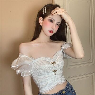 Áo rúm nơ Quảng châu tay bồng bo xinh