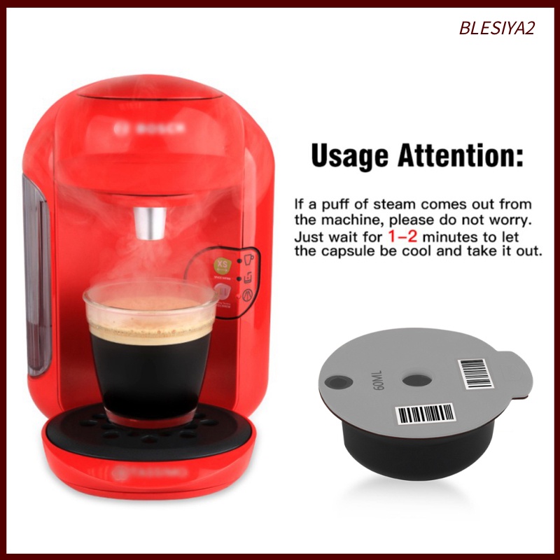 [BLESIYA2]Reusable Coffee Capsule Pod Slicone Lid Fits Bosch for Tassimo Machine 60ml