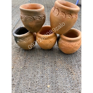 Chậu đất nung mini làm tay bầu trúc lu nung