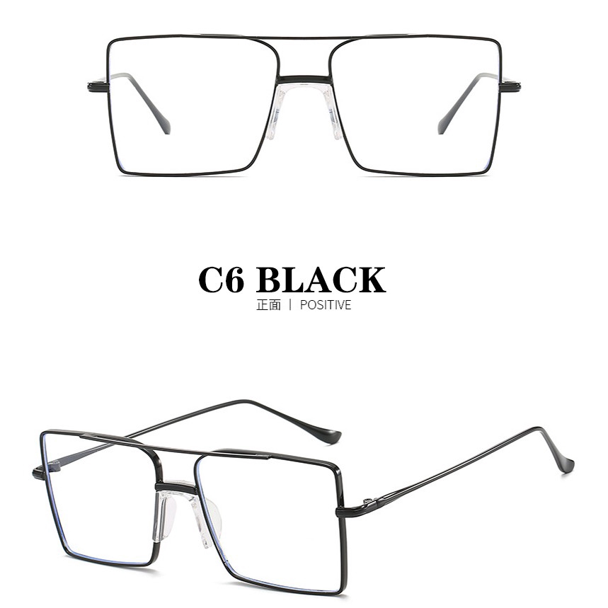 Kính Mát Gọng Kim Loại Vuông Chống Ánh Sáng Xanh Phong Cách Hàn Quốc Cho Nam Và Nữ